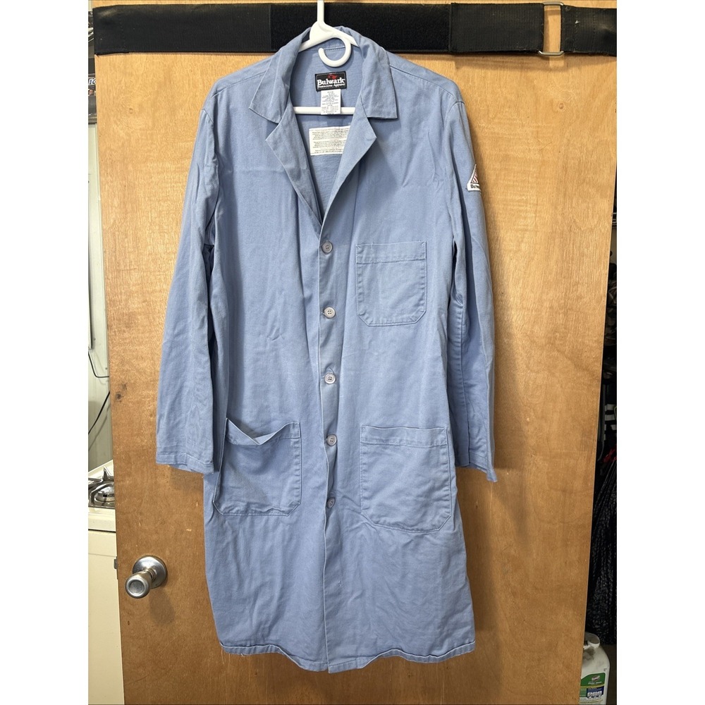 Bluwark Unisex Flame Resistant Lab Coat Jacket MediumRG Blue 100% Cotton KEL2LB5